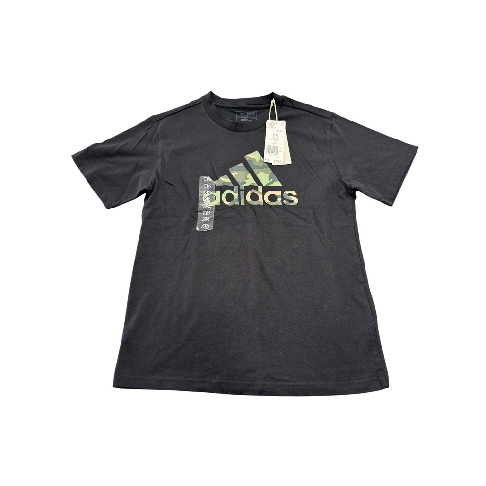 Adidas W Camo T-Shirt Black Camouflage Logo Graphic Tee XS IW5173 NEW
